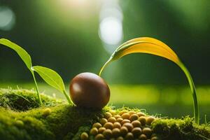 the egg and the plant. AI-Generated photo