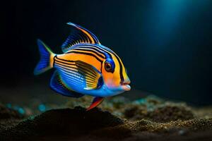 a colorful fish with black and white stripes. AI-Generated photo