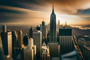 the empire state building is seen in the background. AI-Generated photo