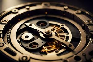 close up of a watch with gears and gears. AI-Generated photo