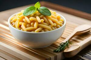 macaroni and cheese in a bowl. AI-Generated photo