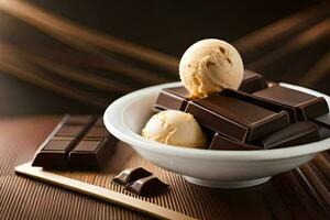 chocolate and ice cream in a bowl. AI-Generated photo