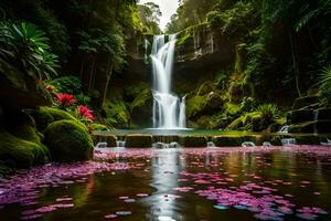 beautiful waterfall in the jungle. AI-Generated photo