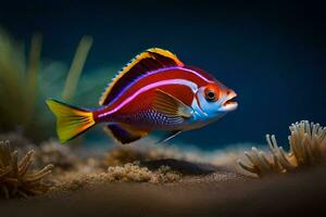 a colorful fish is swimming in the ocean. AI-Generated photo