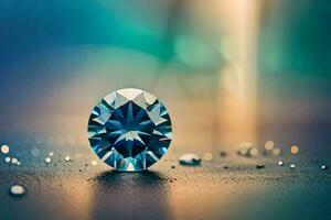 a diamond is shown on a table with water droplets. AI-Generated photo