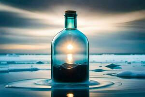 a message in a bottle. AI-Generated photo