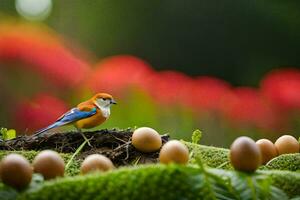foto fondo de pantalla pájaro, el nido, huevos, el jardín, el pájaro, el nido, el. generado por ai