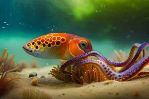 an octopus and an anemone are swimming in the ocean. AI-Generated photo