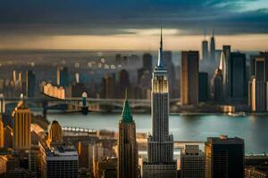 the empire state building is seen from above in new york city. AI-Generated photo
