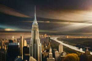 the empire state building is seen in this photo. AI-Generated photo