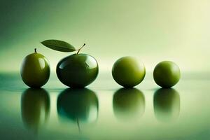 three green apples and one green apple. AI-Generated photo