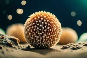 a close up of a spiky ball of sand. AI-Generated photo