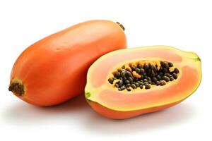 papaya Fruta aislado en blanco antecedentes ai generado foto