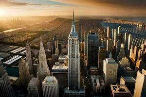 the empire state building is seen from above. AI-Generated photo