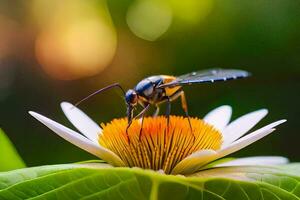 a wasp on a flower. AI-Generated photo