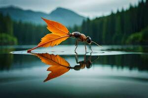 a leaf ant on a leaf. AI-Generated photo