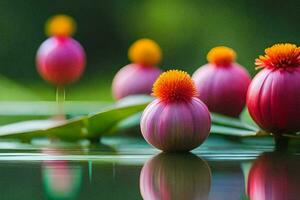 pink lotus flowers in the water. AI-Generated photo