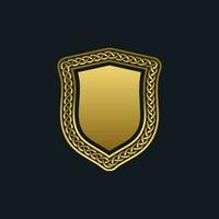 Gold Logo Element Template with Elegant Chain Shield vector