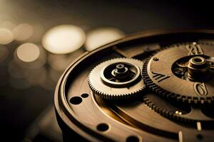 close up of a watch with gears. AI-Generated photo