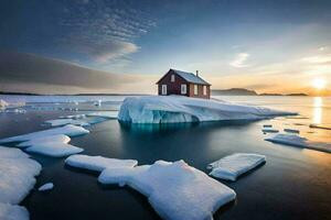 the house on the iceberg. AI-Generated photo