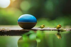 aves en el agua. generado por ai foto