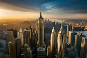 the empire state building is seen in the background. AI-Generated photo