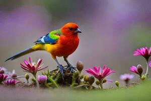 foto fondo de pantalla aves, flores, el cielo, el pájaro, el pájaro, el pájaro, el. generado por ai