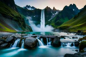 the waterfalls in iceland are beautiful and the waterfalls in iceland are beautiful and the. AI-Generated photo