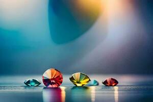 colorful gems on a table. AI-Generated photo