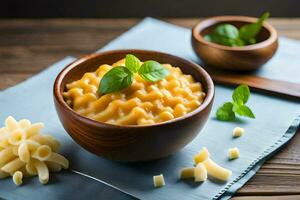 macaroni and cheese in a bowl. AI-Generated photo