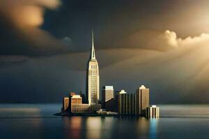 photo wallpaper the sky, clouds, city, the empire state building, the city, the empire. AI-Generated