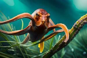 an octopus is swimming in the ocean. AI-Generated photo