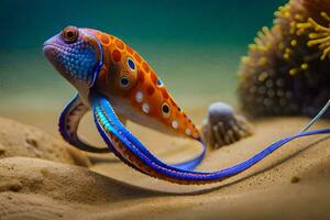 a colorful fish with blue and orange markings. AI-Generated photo