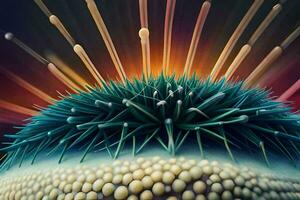 a close up of a flower with spikes on it. AI-Generated photo