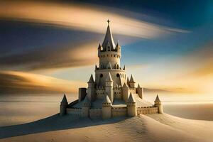 un castillo en el arena. generado por ai foto