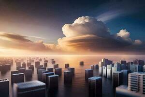 photo wallpaper the sky, clouds, the city, the city, clouds, the city, clouds. AI-Generated
