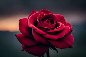 a red rose is shown in front of a dark background. AI-Generated photo