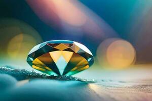 a diamond is sitting on the ground. AI-Generated photo