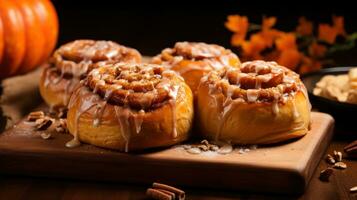 delicioso hecho en casa otoño Pastelería para desayuno foto