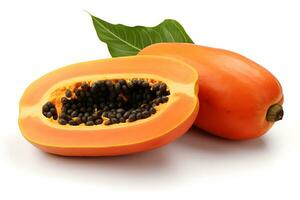 Papaya fruit isolated on white background AI Generated photo