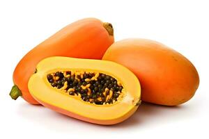 papaya Fruta aislado en blanco antecedentes ai generado foto