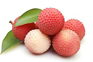 Lychee fruit isolated on white background AI Generated photo