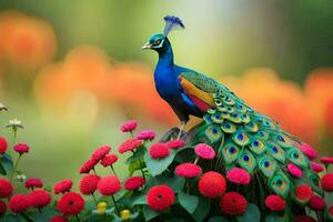 the peacock is a bird of paradise, a bird of paradise is a bird of paradise,. AI-Generated photo