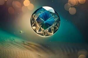 a diamond is shown in the middle of a desert. AI-Generated photo