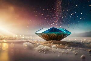 a diamond is shown in the middle of a field. AI-Generated photo