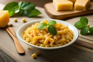 macaroni and cheese in a bowl. AI-Generated photo