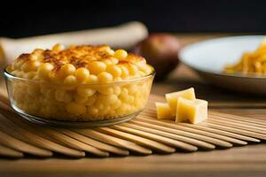 macarrones y queso en un bol. generado por ai foto