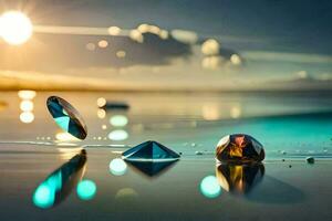 diamonds on the beach, beach, water, hd wallpaper. AI-Generated photo