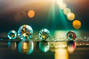 a group of diamonds on a table. AI-Generated photo