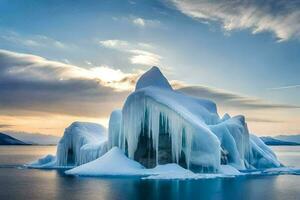 icebergs in the arctic ocean. AI-Generated photo